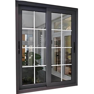 Moderne woonkamer hangende gordijn type aluminium legering drievoudig glas schuifdeuren en ramen